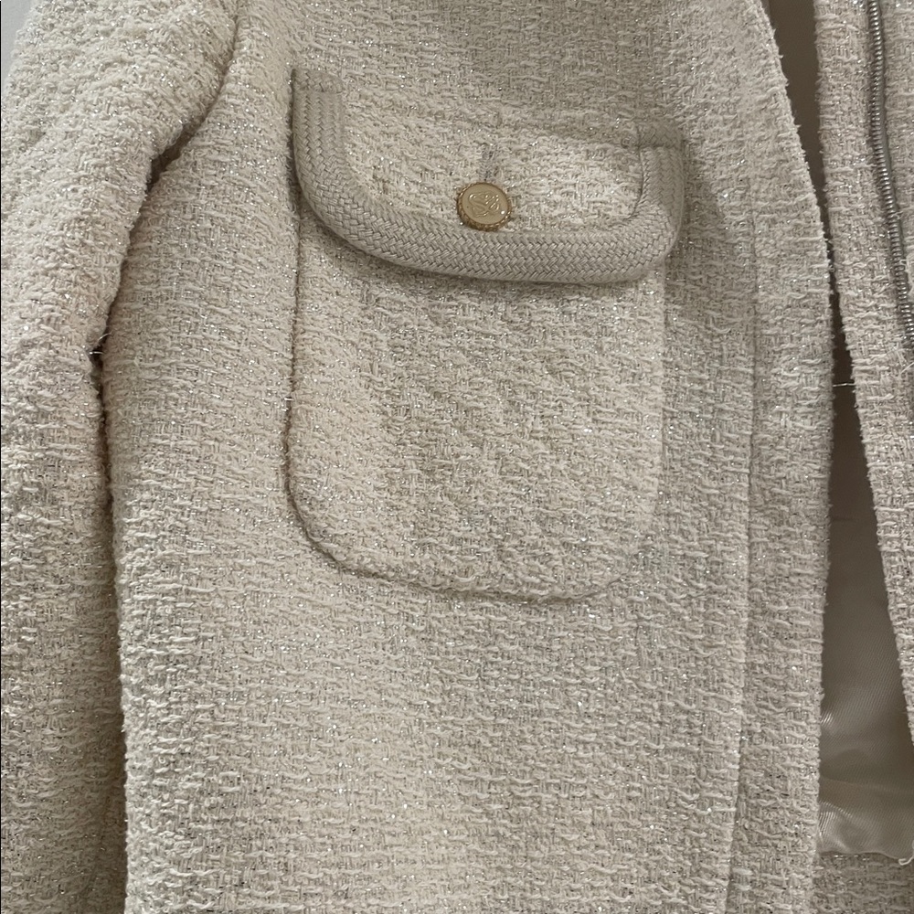 Sandro Cream Textured Tweed Jacket - Picture 3 of 8